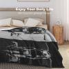 Blanket Throw Retro Two Motorcycles Flannel Warm Soft Comfortable Fluffy Plush Blankets Living Room Couch Sofa Bed Bedroom Decoration Home Decor 60"*80"150 * 200cm view 4