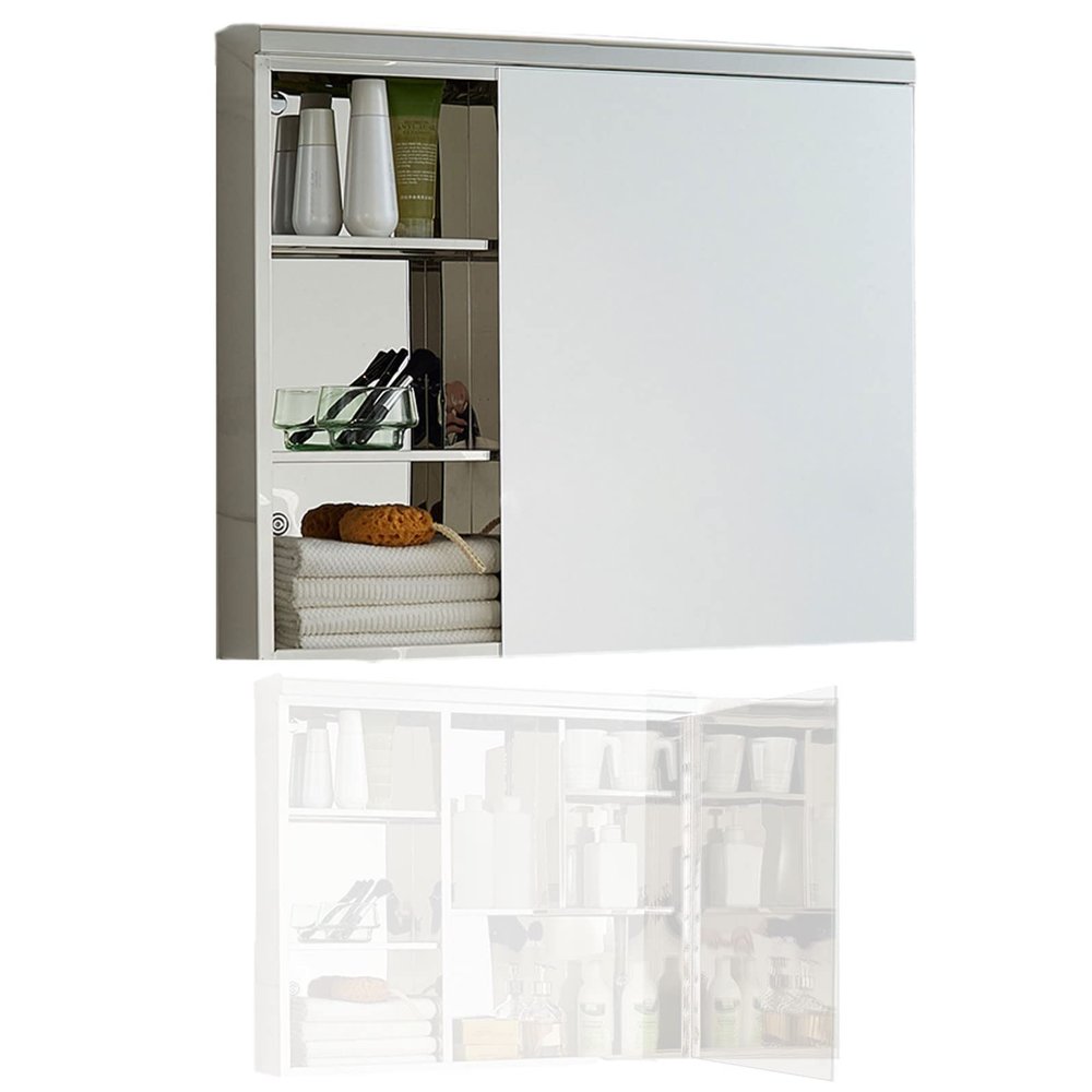 SPXMQSS Mirror Bathroom Cabinet, Stainless Steel Bathroom Cabinet Anti Corrosion and Anti Rust Bathroom Cabinets Wall Mounted Storage Integrated Cabinet Toilet Vanity Mirror A-R-60 * 60 * 13cm