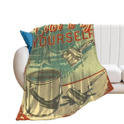 Blanket Throw A Bucket with Paint and Brushes Flannel Warm Soft Comfortable Fluffy Plush Blankets Living Room Couch Sofa Bed Bedroom Decoration Home Decor 40"*50" 100 * 130cm