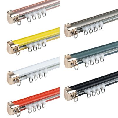 Aluminium Alloy Ceiling Track For Curtains, Colorful Curtain Rod Set With Mute Rollers, 7 Colors, For Room Divider Privacy Bedroom Bay Window Shower And Hospital System(Color:Black-B,Size:500cm/16.4ft
