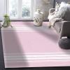 European Modern Geometric Pink Stripes Area Rug, Easy Clean Carpet Washable Indoor Non-Slip Rug for Boys and Girls Nursery Bed Living Room Carpets Nursery Decor-5x7ft view 3