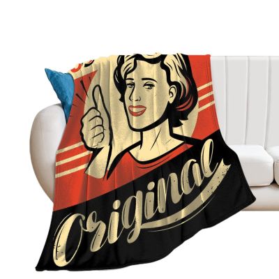 Blanket Throw Retro Poster with Beautiful Girl or Young Woman Flannel Warm Soft Comfortable Fluffy Plush Blankets Living Room Couch Sofa Bed Bedroom Decoration Home Decor 40"*50" 100 * 130cm