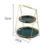 2-Tier Dessert Stand, Round Porcelain Cake Plate with Gold Plated Edge and Metal Support, Detachable Pastry Stand Food Display Stand for Banquet(Size:20 * 25cm) view 2