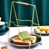 2-Tier Dessert Stand, Round Porcelain Cake Plate with Gold Plated Edge and Metal Support, Detachable Pastry Stand Food Display Stand for Banquet(Size:20 * 25cm) view 4