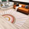 Modern Minimalist Rainbow Boho Area Rug, Retro Medieval Line Art Minimal Indoor Non-Slip Kids Rugs, Machine Washable Breathable Durable Carpet for Front Entrance Floor Decor-5x7ft view 3