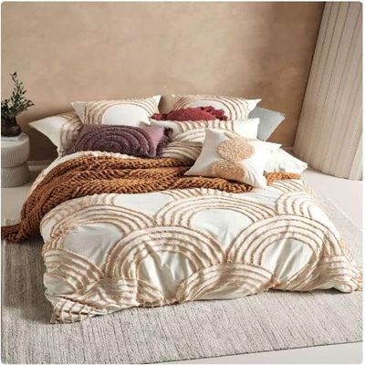 3 Pieces Tufted Cotton Duvet Cover Set Boho Bedding UO Comforter Cover with 2 Pillowcases, No Filler Included (White, King Size 90" x 104" Inches)