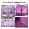 Bed Canopy Deluxe Hollowed Out Bed Canopy with Bracket, Four Season Double-Layer Bed Curtain Mosquito Net is Used for Single Double Bed, Easy to Assemble (Color : Purple 1, Size : 200x220x200cm) view 2