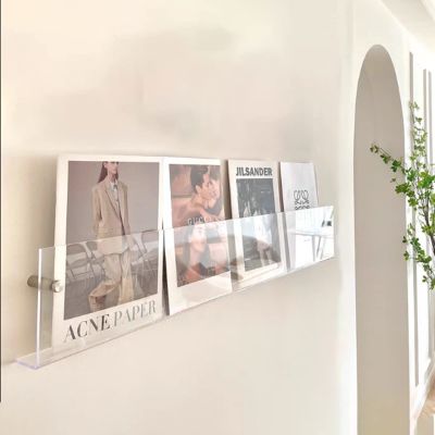MTSON Small Magazine Rack Stand Wall Mounted, Flyers Magazines Brochure Display Stand Transparent Newspaper Storage Rack, Home Pamphlet Holders (Size : 120cm(47 1/4"))