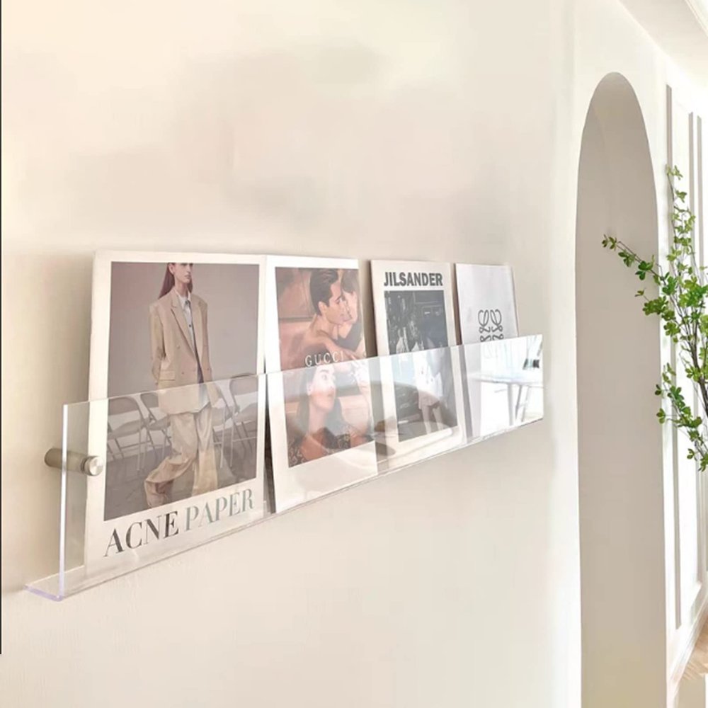 MTSON Small Magazine Rack Stand Wall Mounted, Flyers Magazines Brochure Display Stand Transparent Newspaper Storage Rack, Home Pamphlet Holders (Size : 80cm(31 1/2"))