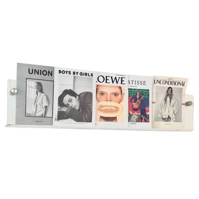 Magazine Rack Transparent Magazine Holder, Wall Mount Document Brochure Book Storage Rack, Space Saving Acrylic Pamphlet Display Stand (Size : 40cm(15 3/4"))