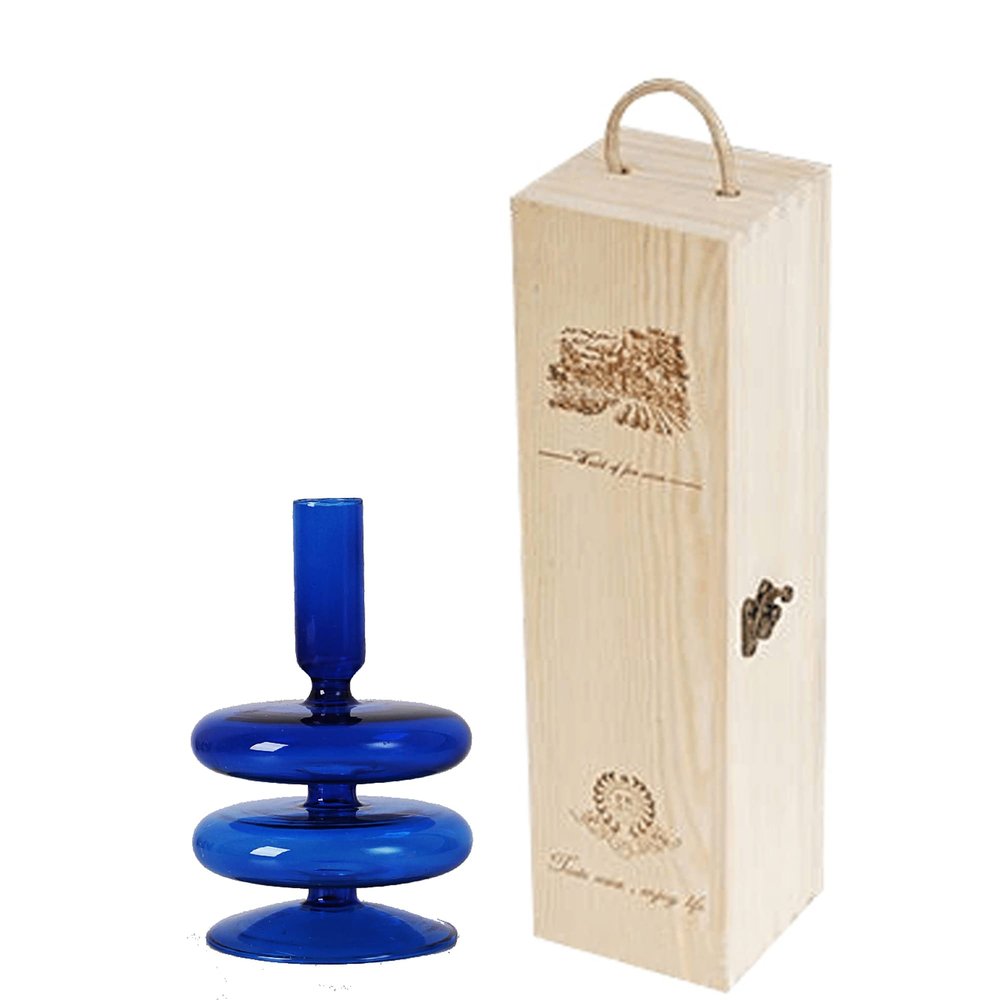 Acever Glass Candle Holder Stick Candle Jar Wooden Wine Box for Home Dcor Birthday Wedding Christmas New Year Valentines Day