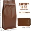 DMPACKDM Coffee Bags with Valve(16 oz,1 lb,100pcs) Brown High Barrier Aluminumed Foil Flat Bottom Heat Sealed Coffee Beans Packaging Bags Side Zipper Resealable for Home or Business view 3