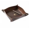 USA Handmade Premium Leather Valet Tray, Folds Flat! Dice Rolling Basket and Organizer with Brass Snaps (Brown Gold, Large) view 2