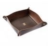 USA Handmade Premium Leather Valet Tray, Folds Flat! Dice Rolling Basket and Organizer with Brass Snaps (Brown Gold, Large) view 3