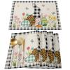 Easter Placemats for Dinning Table Set of 4 Burlap Kitchen Place Mats Waterproof Cloth Table Mats, Easter Egg Bunny Ear Leopard Pink Plaid Indoor Outdoor Placemats Easy Clean Dinner Decor 13x19 view 3