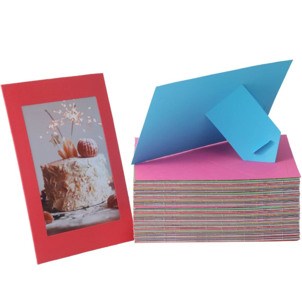 100 Pack Standing Paper Picture Frames 4x6,Cardboard Photo Frame with Easel,Paper Photo Frame Cards,Gallery Frames Bulk For Mother's Day Father's Day Graduation Birthday Wedding Classroom Craft DIY,Rainbow