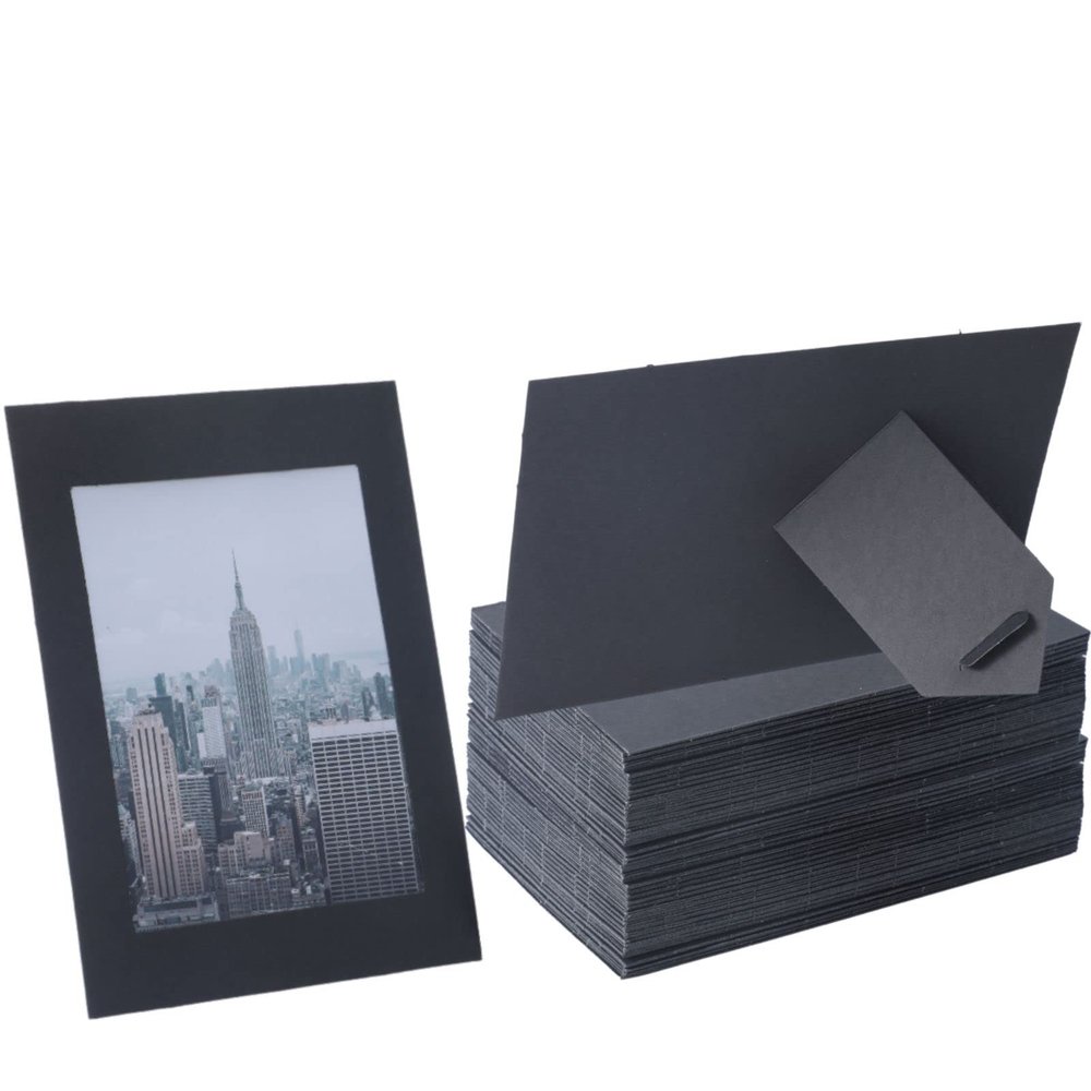 100 Pack Standing Paper Picture Frames 4x6,Cardboard Photo Frame with Easel,Paper Photo Frame Cards,Gallery Frames Bulk For Mother's Day Father's Day Graduation Birthday Wedding Classroom Craft DIY,Black