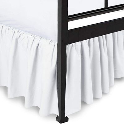 White Ruffle Bed Skirt with 14" Drop -Split Corners 800 Thread Count Cotton,Gathered Style with Platform Three Sided Coverage Dust Ruffle Bed Skirt-RV King(72"X 80") White Bed Skirt