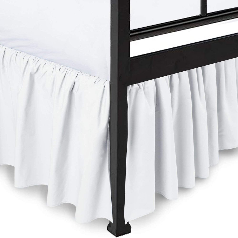 White Ruffle Bed Skirt with 14" Drop -Split Corners 800 Thread Count Cotton,Gathered Style with Platform Three Sided Coverage Dust Ruffle Bed Skirt-RV King(72"X 80") White Bed Skirt