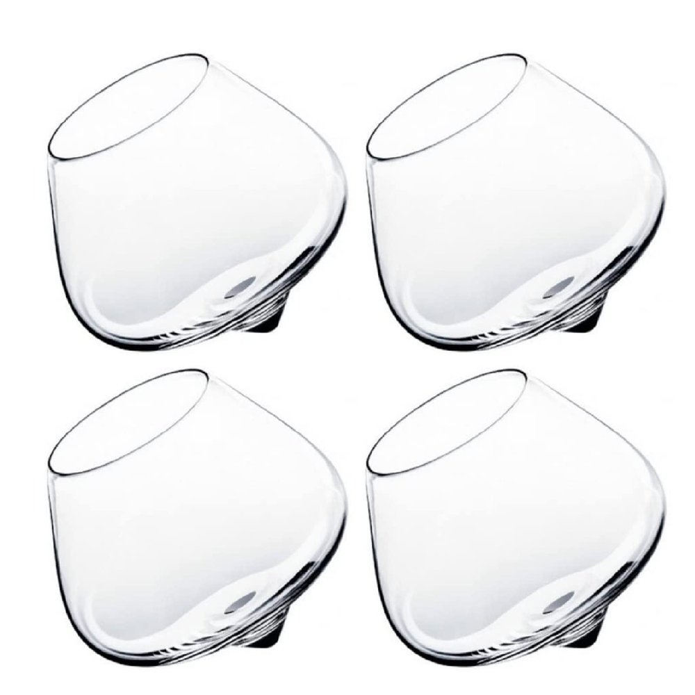 PRELGOSP Rolling Whiskey Glasses, Old Fashioned Tilted Whiskey Glasses, Unique Tumbler Spinning Wine Glasses Perfect for a Variety of Spirits, Malts, Highballs and Cocktails,4pcs