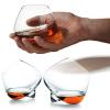 PRELGOSP Rolling Whiskey Glasses, Old Fashioned Tilted Whiskey Glasses, Unique Tumbler Spinning Wine Glasses Perfect for a Variety of Spirits, Malts, Highballs and Cocktails,4pcs view 2