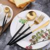 Black Gold Silverware Set for 8 Premium 18/10 Stainless Steel Flatware Set 40 Piece Modern Cutlery Utensils Knifes Forks and Spoons Tableware Set for Home Kitchen Restaurant Wedding view 4