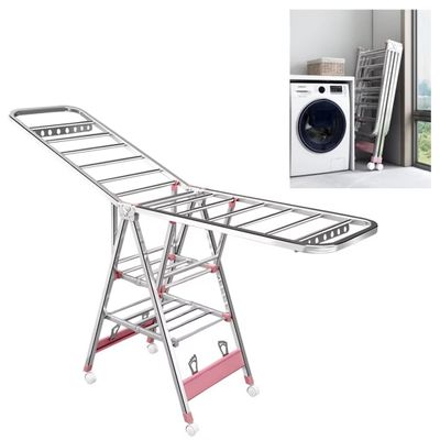 Clothes Drying Racks for Laundry Foldable,Stainless Steel Laundry Rack, Foldable Free-Standing Indoor Airer, with Height-Adjustable Gullwings,for Clothes,Sheets,Sock,Shoes(180cm)