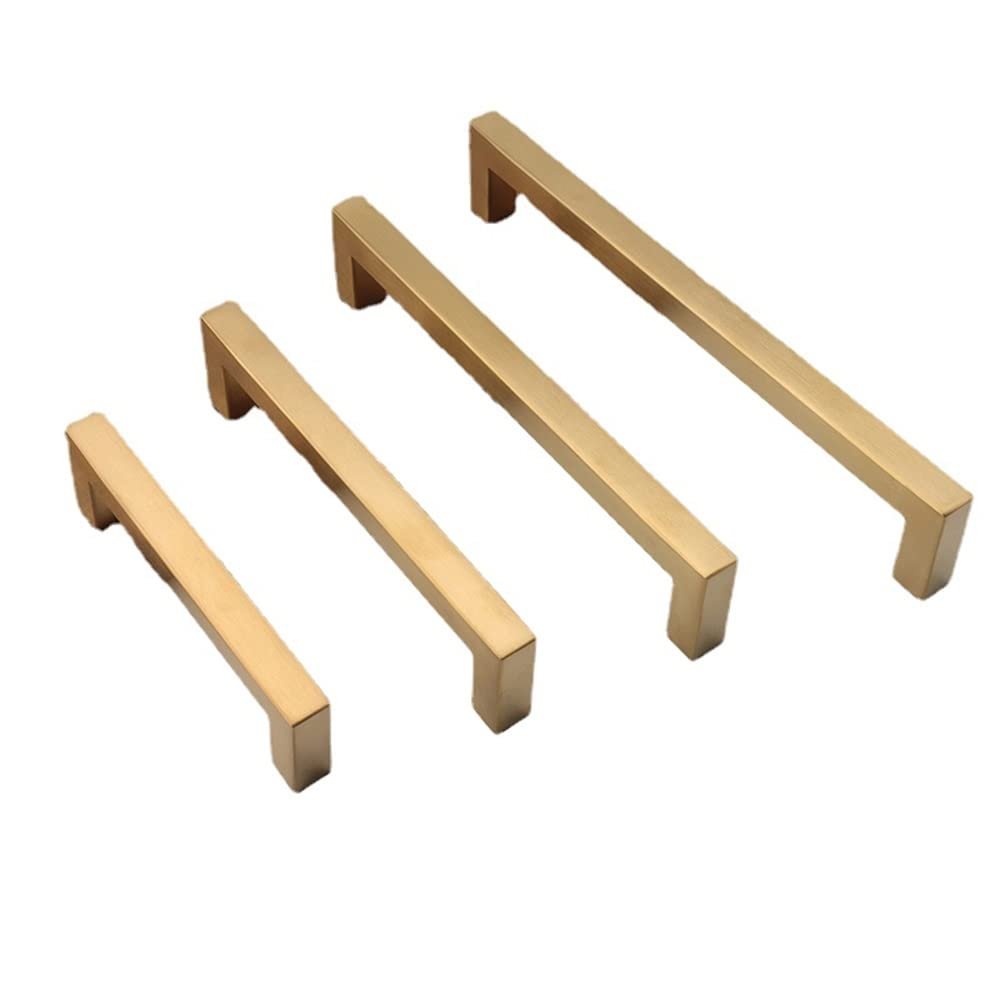 HWASH Cabinet Handle, 50-268mm Square Furniture Door Knob and Knob Dresser Handle Gold Brass Kitchen Cabinet Handle (Color : 172mm)