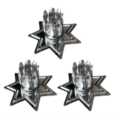 48 PCS Silver Metal 7 Star Household Candle Holder 2.75" Wide Wicca, Pagan & Magick