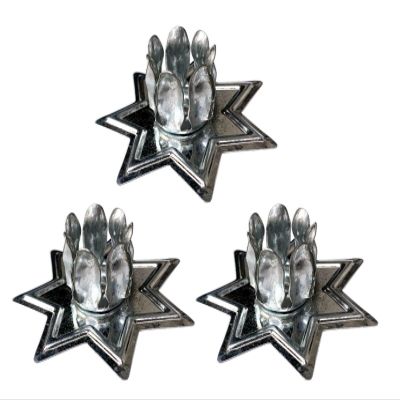 12 PCS Silver Metal 7 Star Household Candle Holder 2.75" Wide Wicca, Pagan & Magick