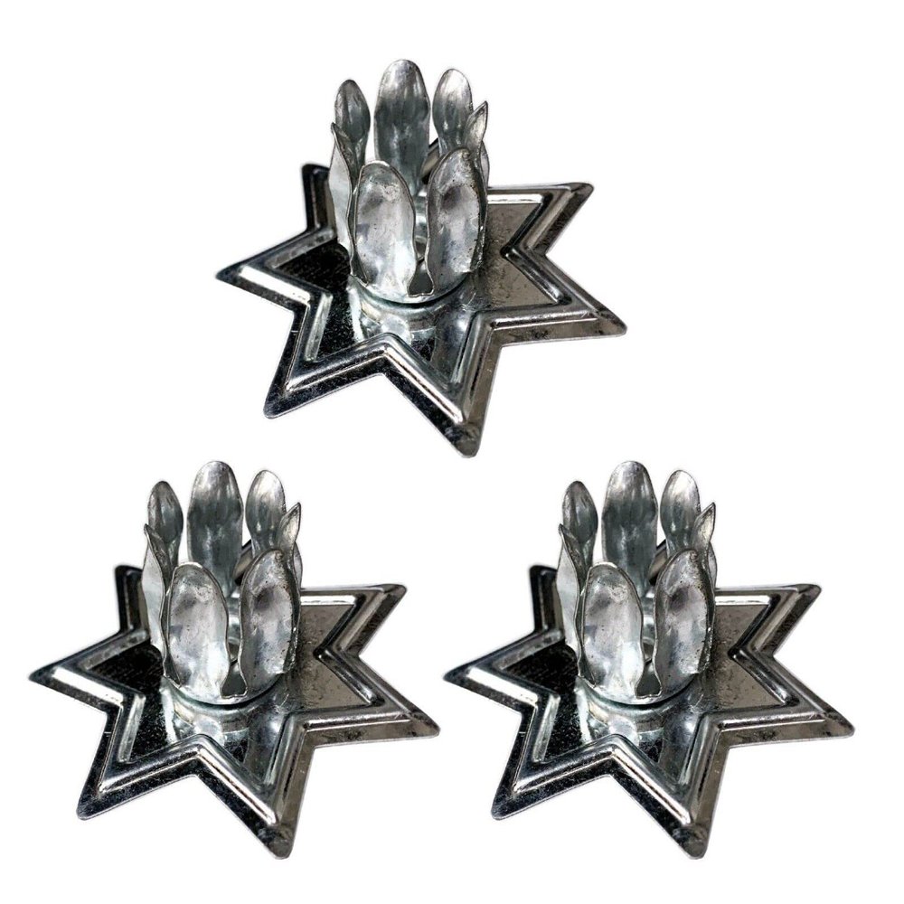 12 PCS Silver Metal 7 Star Household Candle Holder 2.75" Wide Wicca, Pagan & Magick