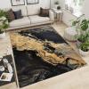 Luxury Black Gold Marble Area Rug, Modern Golden Swirl Art Decorative Rug, with Anti-Slip Easy Clean Carpet for Living Room Bedroom Kitchen Dining Room Home Office Floor Rug-5.3x8ft view 3
