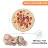 Merry Christmas Modern Wall Clock 12-Inch Fast Food Pepperoni Pizza Non-Ticking Silent Battery Operated Round Wooden Decorative Clock Christmas Decoration for Home/Kitchen/Office/Classroom/School view 2