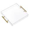 12"x12" Clear Acrylic Serving Tray with Golden Handles, Sturdy Huge Capacity Acrylic Trays for Coffee, Juice, Kitchen and Desk Organizer, Storage Tray (12"x12") view 1