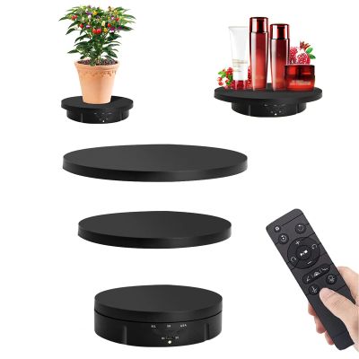 Black Electric Rotating Turntable, 3 in 1 Rotating Display Stand 360 Degree Rotating Platform for Display Jewelry, Watch, Collectibles, Remote Control