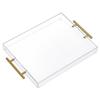 11"x14" Clear Acrylic Serving Tray with Golden Handles, Sturdy Huge Capacity Acrylic Tray for Coffee, Juice, Kitchen and Desk Organizer (11"x14") view 1
