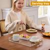11"x14" Clear Acrylic Serving Tray with Golden Handles, Sturdy Huge Capacity Acrylic Tray for Coffee, Juice, Kitchen and Desk Organizer (11"x14") view 2