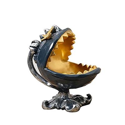 KIZQYN Table Desktop Decor Creative Animal Storage Ornaments Home Statue Decorative Resin Big Mouth Shark Crafts Desktop Decor for Living Room Bedroom Statue Ornament