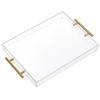 12"x16" Clear Acrylic Serving Tray with Golden Handles, Sturdy Huge Capacity Acrylic Tray for Coffee, Juice, Kitchen and Desk Organizer, Storage Tray (12"x16") view 1