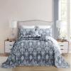 Blythease Oversized King Bedspread 128x120 Extra Wide, Jacquard Matelasse Damask Pattern Design, Lightweight, Reversible, 5 Piece, 100% Microfiber, Blue view 2