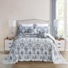 Blythease Oversized King Bedspread 128x120 Extra Wide, Jacquard Matelasse Damask Pattern Design, Lightweight, Reversible, 5 Piece, 100% Microfiber, Blue view 3