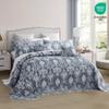 Blythease Oversized King Bedspread 128x120 Extra Wide, Jacquard Matelasse Damask Pattern Design, Lightweight, Reversible, 5 Piece, 100% Microfiber, Blue view 4