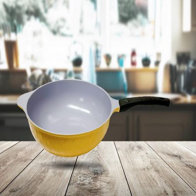 12.5" Ceramic Coating Interior and Exterior Cooking Wok,Frying Pan Made In Korea