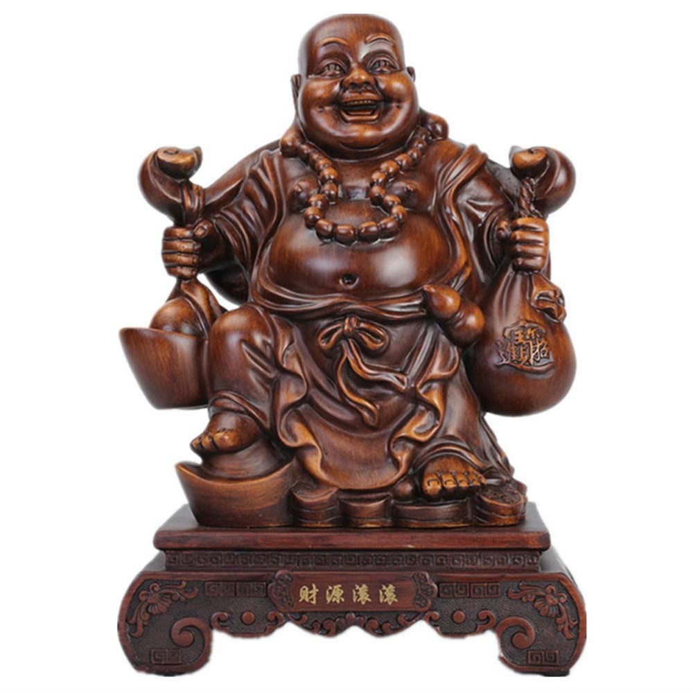 ZEELYDE Figurines,Feng Shui Statues/Ornaments,Buddha Fountain Statue Figurine, Laughing Buddha Statue for Good Luck Wealth and Happiness, Sculptures Home Decor