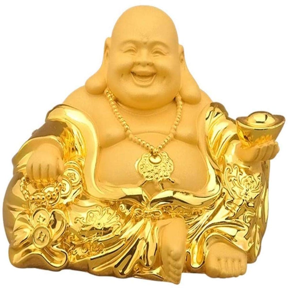 ZEELYDE Figurines,Feng Shui Statues/Ornaments,Resin Crafts Ingot Ruyi Maitreya Buddha Statue Decoration, Home Office Decoration Fragrance Car Bless Safety and Wealth