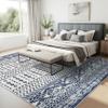 Art&Tuft 4x6 Rug, Super Soft Ultra-Thin Moroccan Washable Rug, Anti-Slip Backing Rugs for Living Room, Foldable Geometric Machine Washable Area Rug(4'x6', Blue) view 4