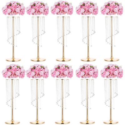 NUPTIO 10 Pcs Wedding Vase & 10 Pcs Artificial Flowers Set for Wedding Centerpieces for Tables