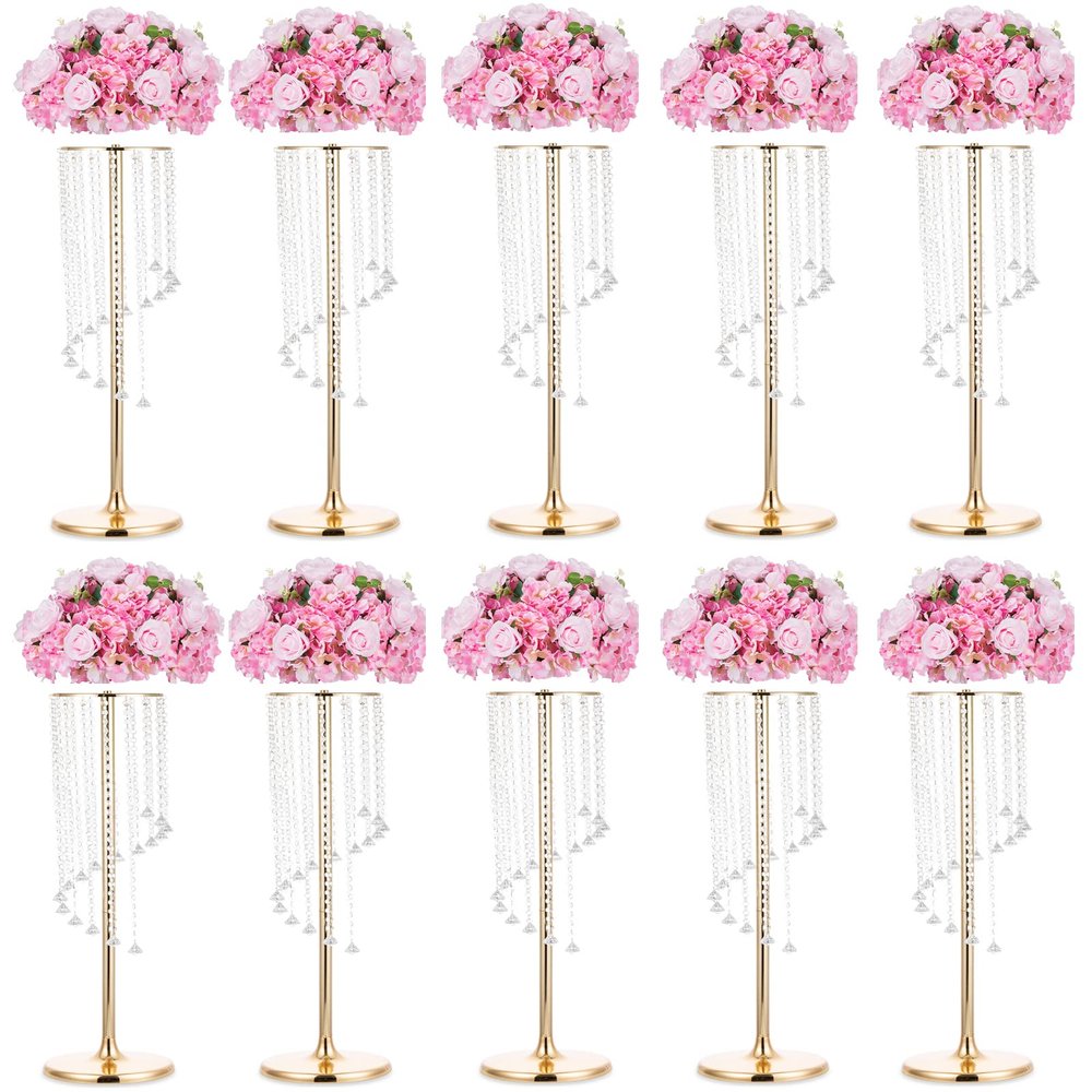 NUPTIO 10 Pcs Wedding Vase & 10 Pcs Artificial Flowers Set for Wedding Centerpieces for Tables