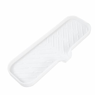 MicoYang Silicone Bathroom Soap Dishes with Drain Spout-Bathroom and Kitchen Sink Organizer,Sponge Holder,Dish Soap Tray,Perfect for Dispenser,Scrubber,Bottle,Cup on Sink or Counter-White 12"4"