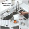 MicoYang Silicone Bathroom Soap Dishes with Drain Spout-Bathroom and Kitchen Sink Organizer,Sponge Holder,Dish Soap Tray,Perfect for Dispenser,Scrubber,Bottle,Cup on Sink or Counter-White 12"4" view 4